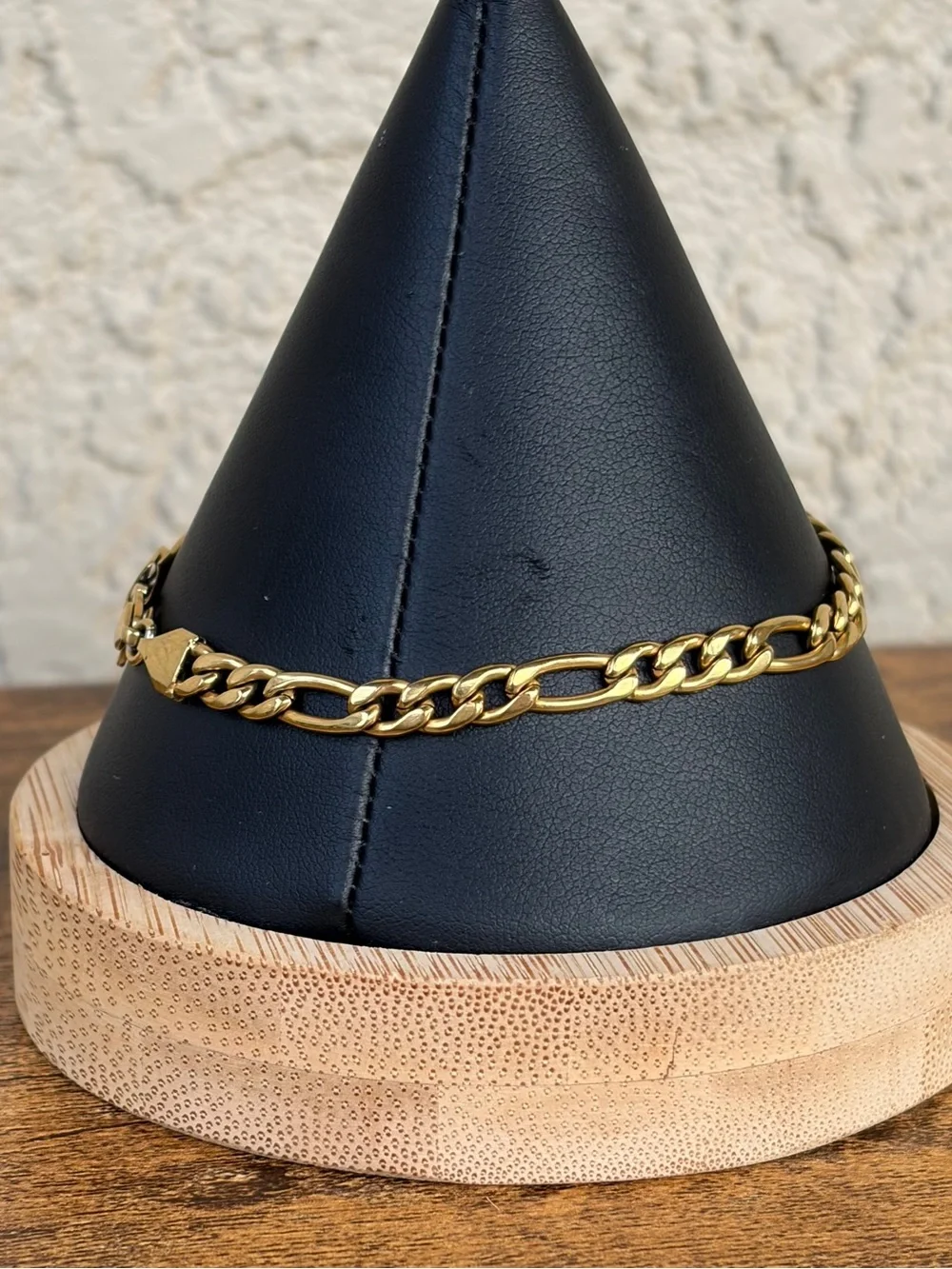 JCM Stainless Steel Gold Overlay Figaro Chain Bracelet
